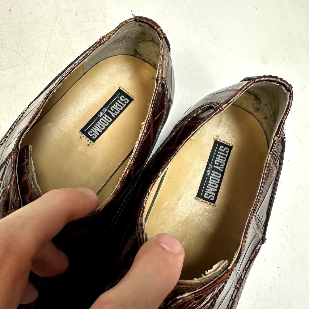 X EUC Stacy Adams Brown Snakeskin Cap Toe Derby Exotic Men's 10.5 D - Picture 9 of 12